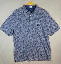 Johnnie-O Hangin Out Polo Shirt Men's XL Blue Floral Golf Pocket Preppy