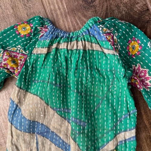 Kantha Bae Vintage Cotton Kantha Floral Stitched Baby LS Romper,Multi,S (NWOT) - Picture 7 of 9