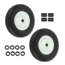 2 Pack 4.80/4.00-8 Flat Free Tire And Wheel -16" Solid Tire 5/8" Axle Bore Hole