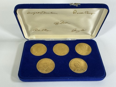 #ad Vintage National Republican Presidential Task Force Coin Set Reagan Nixon Bush $13.00