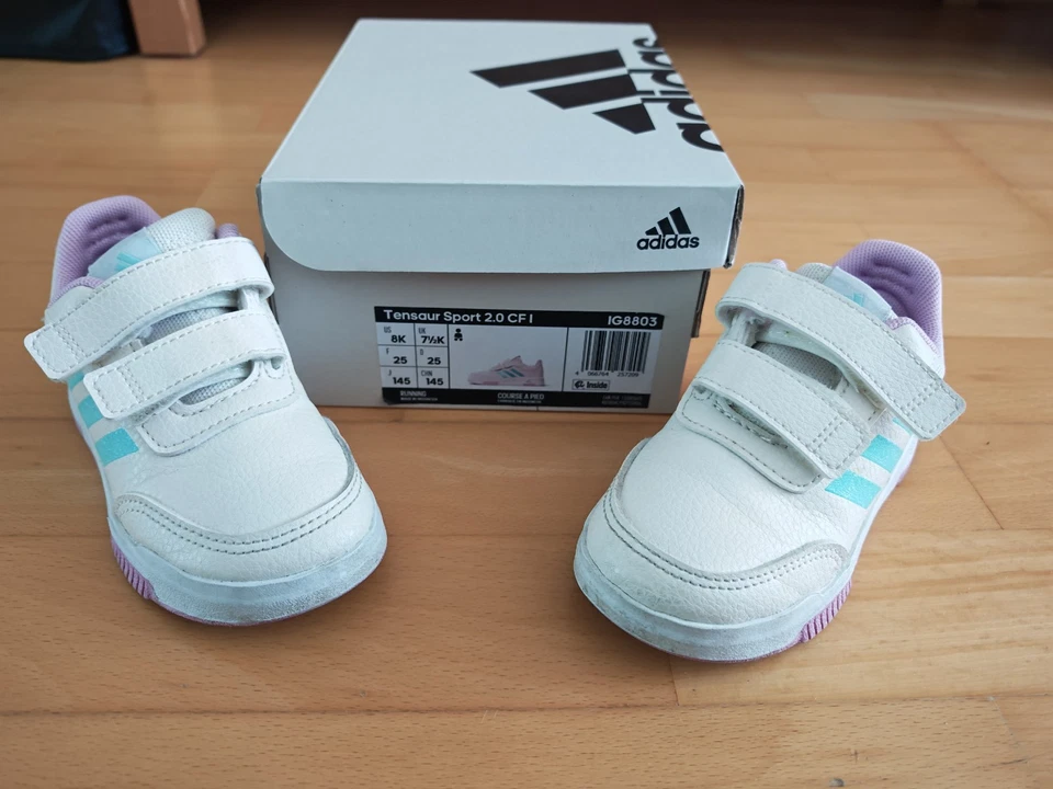original ADIDAS TENSAUR Sport 2.0 in Größe 25, weiß, lila & türkis / TOP-Zustand
