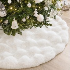 Faux Fur Christmas Tree Skirt Carpets Pencil Trees Base Mat Xmas Eve Decor
