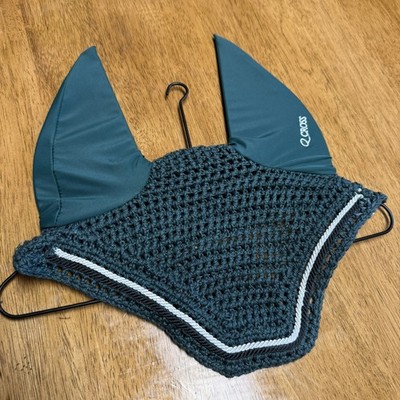 QHP Horse Fly Veil/Bonnet - Green, Size COB 