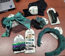 Lot 7 WICKED X Conair Bow Hair Clips Green Elphaba Headband Salon Barrettes