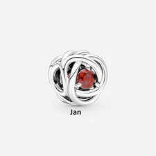 New Pandora Birthstone Eternity Birthday  Charm January Bead