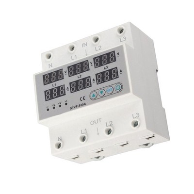 Adjustable Voltage Current Protector 3 Phase Digital Display Automatic Recovery 