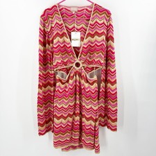 Show Me Your MuMu Dress Extra Large Carlo Cut Out Mini Horizon Stripe Knit NWT