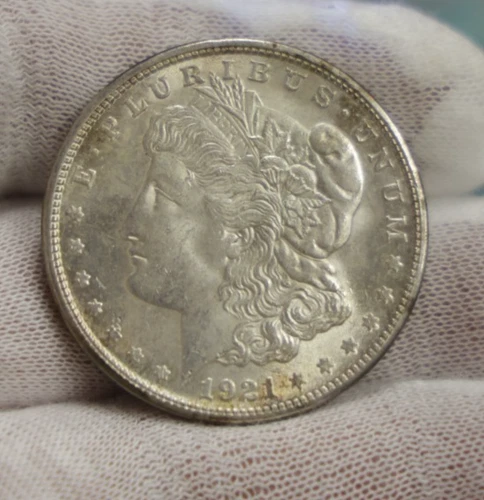 1921 S US Morgan Silver Dollar $1 AU (Cleaned)