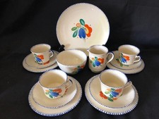FINE VINTAGE 15-PIECE SUSIE COOPER BURSLEM POTTERY HAND PAINTED COFFEE SET.