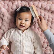Wooden Baby Hair Brush - Natural Goat Hair Bristles - Gentle Soft Bristles fo...