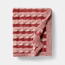 50"x60" Twisted Cable Throw Blanket Burgundy and Cream  - Threshold designed