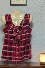 Banana Republic Blouse Sleeveless Top Shirt Multi Color w Ruffle Size Small NWOT