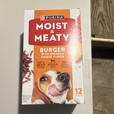 Purina Moist Meaty Burger Cheddar Cheese Wet Dog Food Beef 12 Pouches