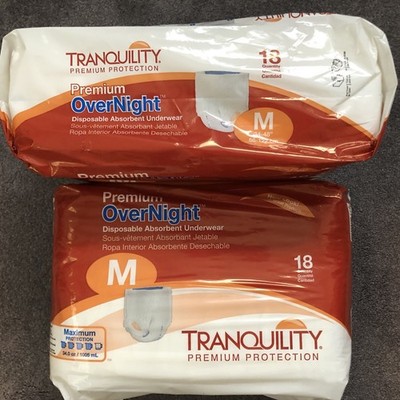 Tranquility. 25% Off Case. 18pk Premium Overnight Absorbent Briefs, M, 34''-48''