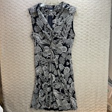 Tommy Hilfiger Womens Black Floral Collared Sleeveless Mid Length Dress Size 10