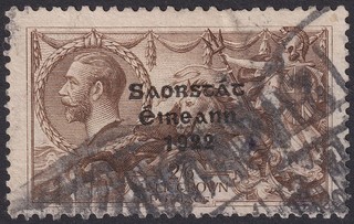 Ireland 1927 Seahorse 2sh6d Chocolate Brown Wide Date Overprint Used SG86 faults