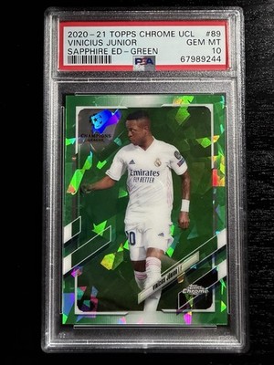 2020-21 Topps Chrome UCL Sapphire Vinicius Junior Green Refractor /75 PSA 10 MT+
