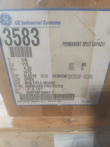 New GE 3583 5KCP39FGN651S Blower Motor 1/4HP 115V 60Hz 1075RPM
