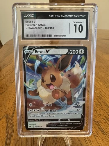 2023 Pokemon Crown Zenith Eevee V 108/159 Holo CGC 10