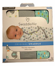 NIB SwaddleMe Original Swaddle 0-3 Months 3-Pack Cotton Elephant Gray/Multicolor