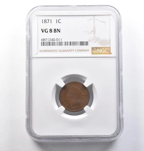 1871 Indian Head Cent VG8 BN NGC *3842