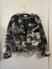 Faux Fur Camo Bomber Jacket Size Medium Never Worn