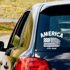 1776 - 2026 Patriotic USA Flag Vinyl Decal Sticker America 250 years Anniversary