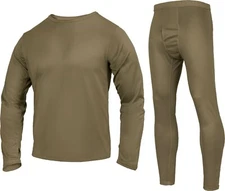Coyote Brown Silk Weight Thermals Gen III ECWCS Underwear Shirt and Pant Set