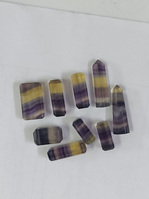 Bi-Color Fluorite 7 Pcs. Cube & 2 Pcs. Pencil Shape 75 Cts Natural Gemstone