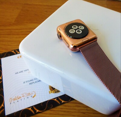 18ct Rose Gold Plated 38MM Apple Watch Rose Gold Milanese
