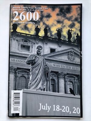 2600 The Hacker Quarterly Magazine / Journal. Vol 24 Num 4 Winter 2007-2008 Rare