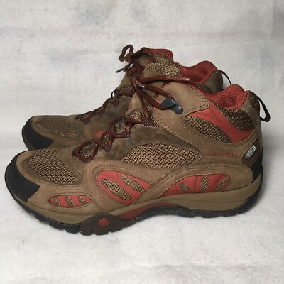 Merrell Azura Women's 10 Mid Hiking Trail Waterproof Boot Dark Earth Red Women