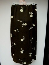 VTG CHAUS A Line Straight Skirt Floral Dark Chocolate Brown Black Beige 6 S M EU