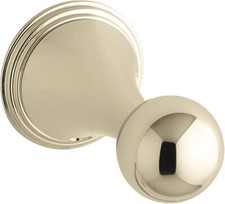 KOHLER K-364-AF Finial Robe Hanger Towel Hook Vibrant French Gold New