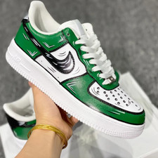 Air Force 1 Custom Low Cartoon Green Shoes White Black Outline Mens Womens Kids