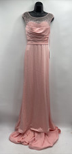 Ashley Lauren Sleeveless Pink 1524 Pearl Beaded Bateau Trumpet Evening Gown Sz 4