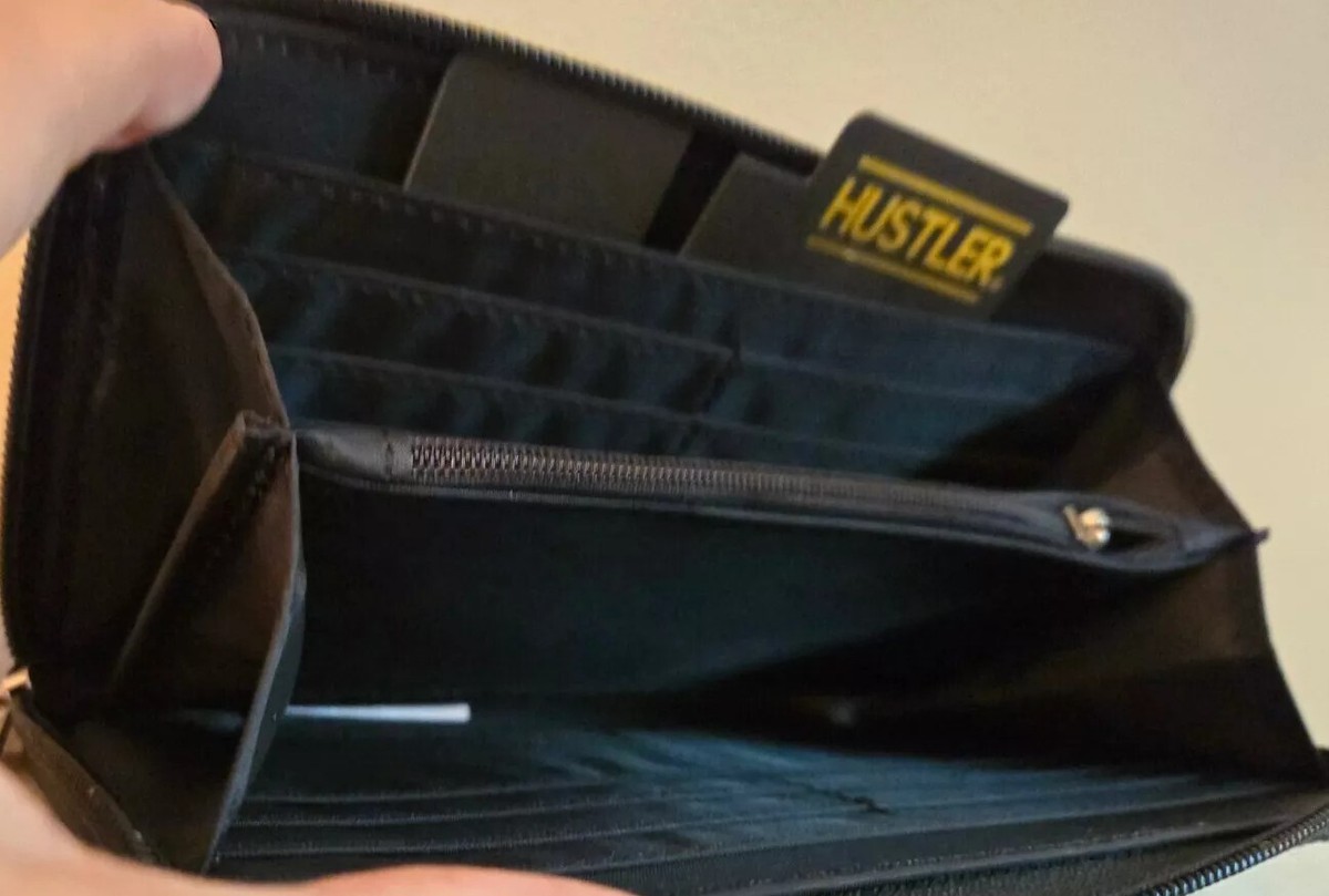 HUSTLER Hollywood Black Zip Around Embossed Wallet - NEW | eBay