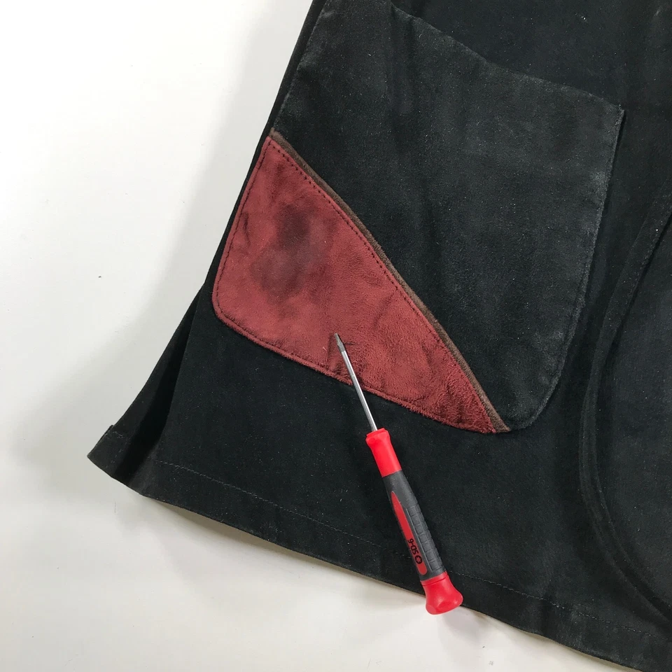 Chaleco de gamuza Grownbeans para mujer mediano negro marrón rojo lazo frontal arte para usar Foto 4 de 4