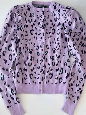 NEW Women ASOS Design lilac Purple Leopard Knitwear Jacket Knit