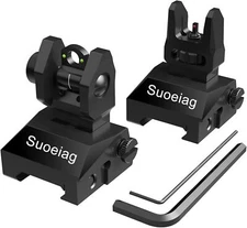 V2 Fiber Optic Iron Sights, Flip up Front and Rear Backup Sights with Green Red