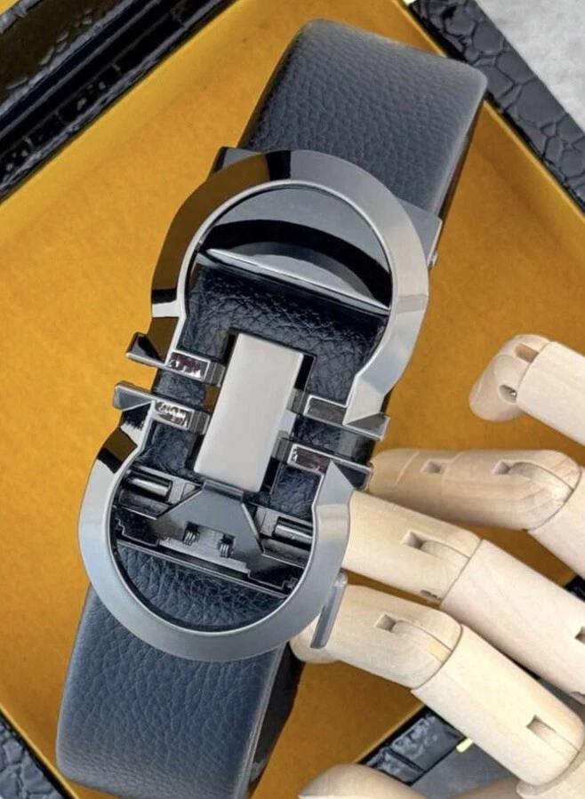 Designer Leather Mens Ratchet Belt Belts For Men Adjustable Automatic Buckle New - Image 4 of 4