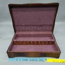 Silverware Flatware Storage Chest Tarnish Resisting purple wooden Box