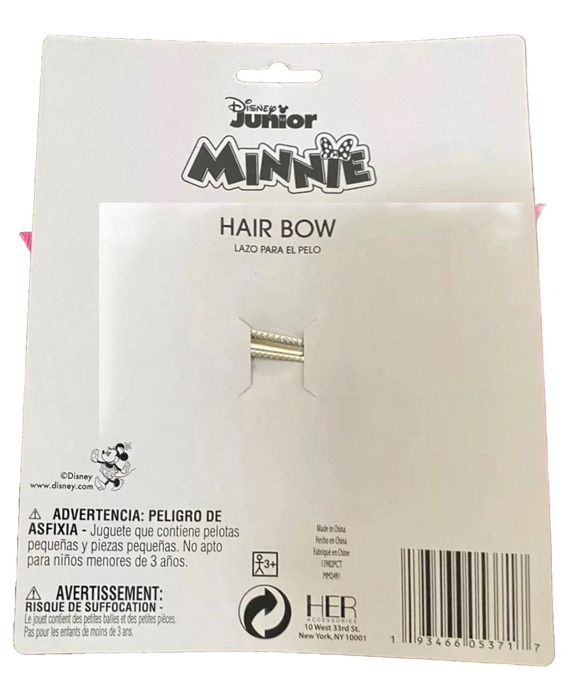 Disney Minnie Mouse Lazo de Pelo Niña Grande Rosas, Rojo, Blanco, Negro Nuevo Foto 2 de 4