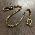 Retro Brass Skull Keychain Chain w/ D Type Keyring Pants Hook Keychain EDC Tool