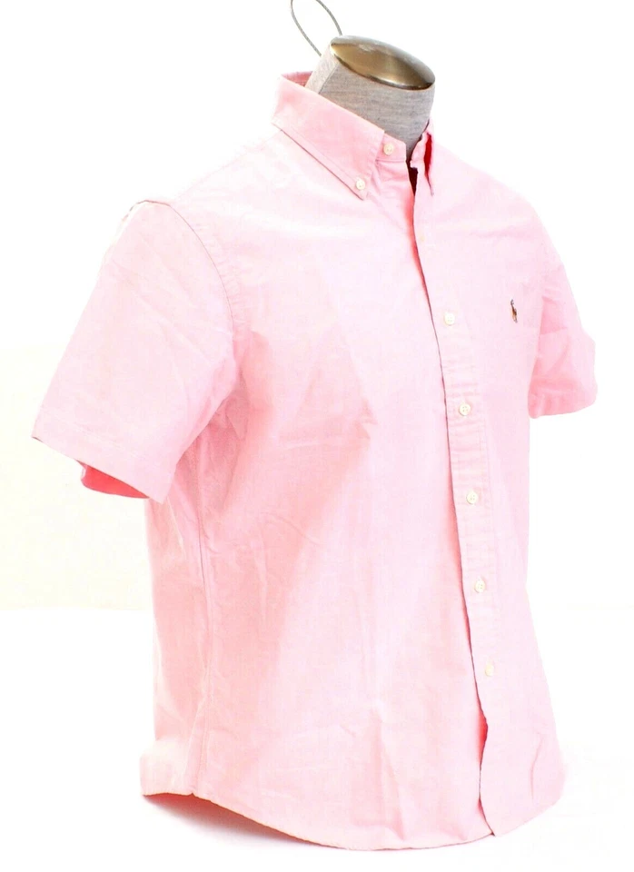 Camisa Ralph Lauren Rosa Calce Clásico Manga Corta Botón Frontal Algodón Para Hombre NUEVA Foto 3 de 4