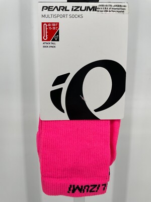 Pearl Izumi Attack Tall Sock 3 Pack Size XL Screaming Pink Quick Dry USA Made