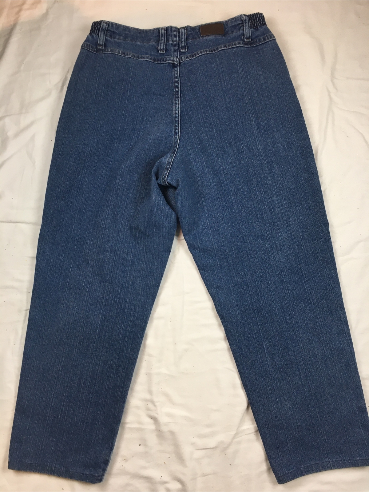 Lee Side Elastic Waist  Women&rsquo;s Jeans 12 Petite Blue Med Wash Tapered Denim