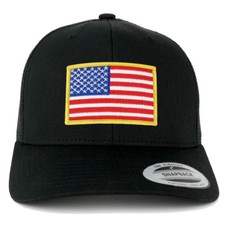 Oversize XXL Yellow USA Flag Patch Retro Trucker Mesh Cap - FREE SHIPPING