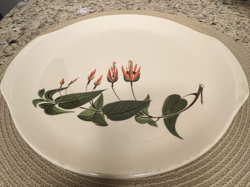 Vintage Salem Serving Tray,Primrose,Stylized Red Flower & Green Leaves,USA,1950s
