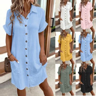 LaClef Women's Mini T-Shirt Dress - Cotton Spandex Casual Summer Dress
